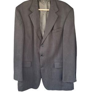 Oscar De La Renta Gray Tencel Chambray Blazer Jacket Sports Coat Size 44L XL